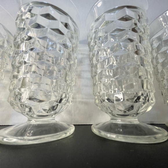 4 Vintage 6” 12oz Indiana Glass Whitehall Clear Cubist Drinking Glass / Tumblers - Picture 4 of 4